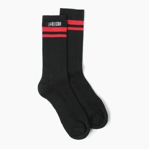 Jeffree Star Black 🖤❤️ Socks - Mid-Calf Socks with Embroidered Logo & Stripes